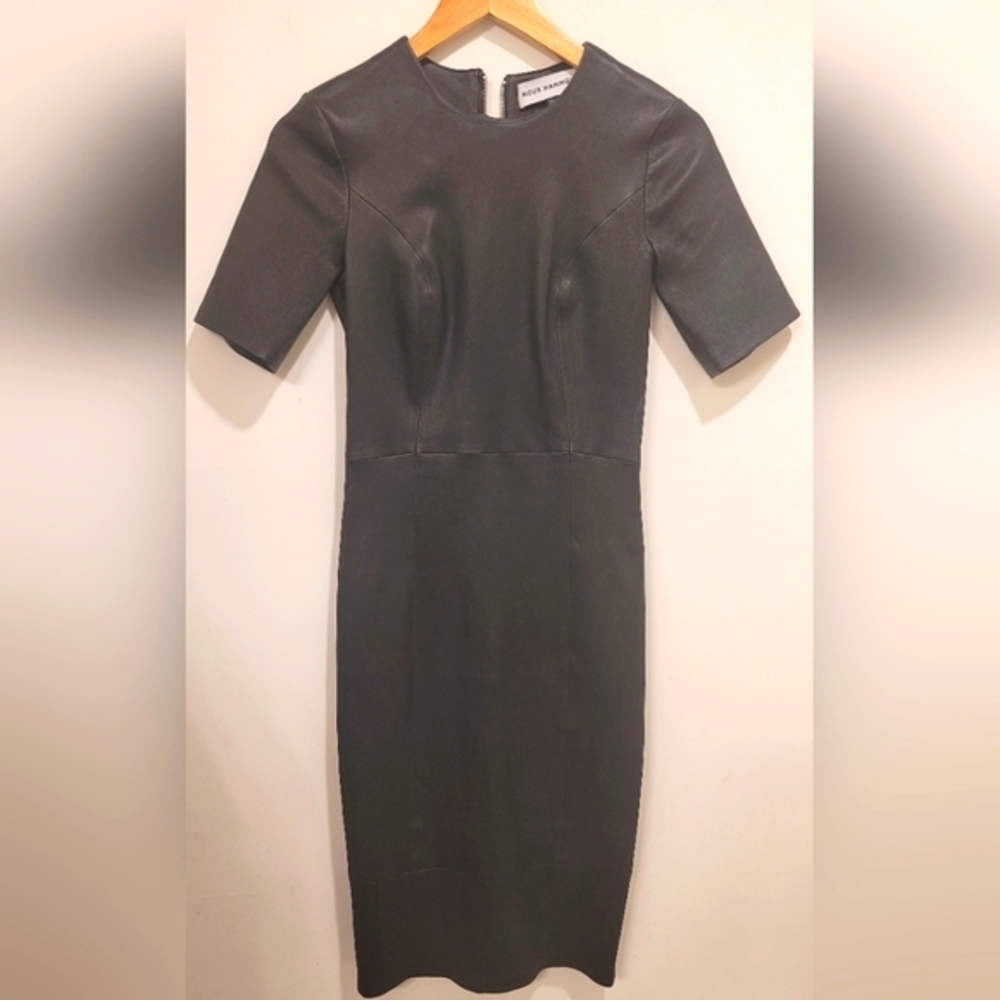 Nour Hammour Black Leather Dress 34 /City‎ Career Rockability Witchy Grunge